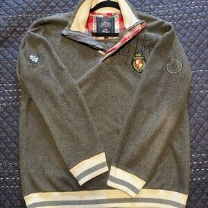 Vintage Balmain Quarter Zip with Red Plaid Lining